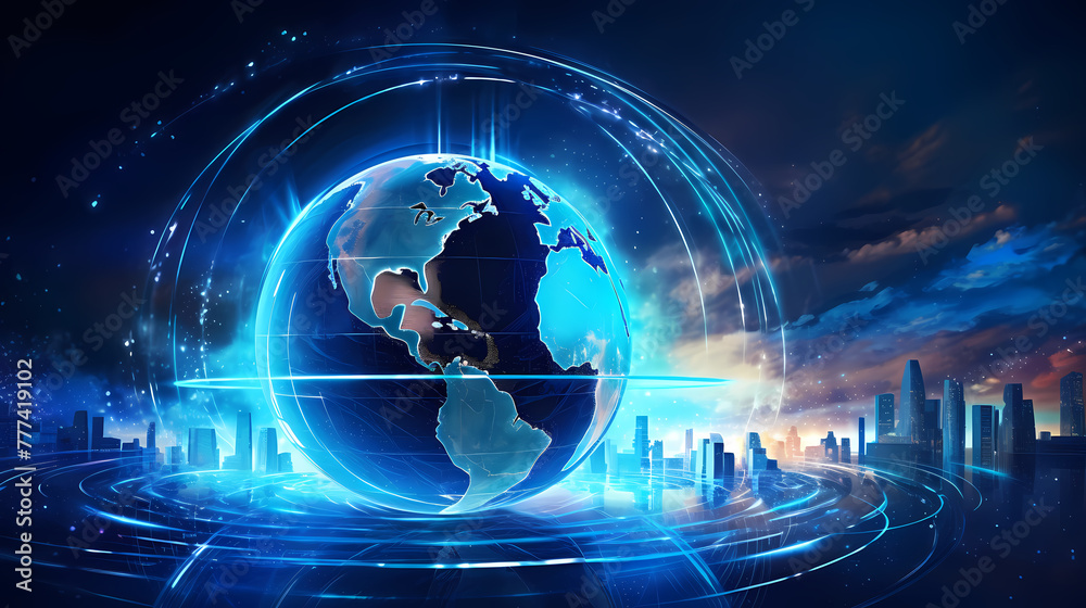 Abstract technology blue earth Abstract technology blue earth