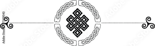 Grunge Celtic Header with Rounded Knot, Triskeles, Infinity Knot
