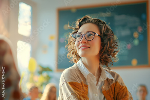woman in school class on a sunny day