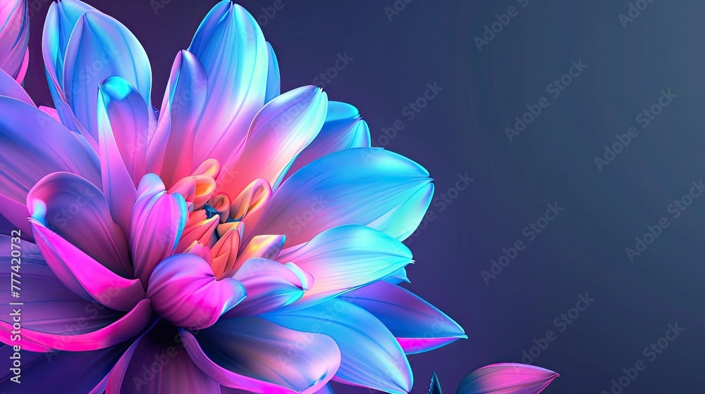 purple lotus flower in neon light. Generative AI