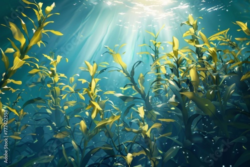 KSseaweed with yellow leaves in an underwater environmen