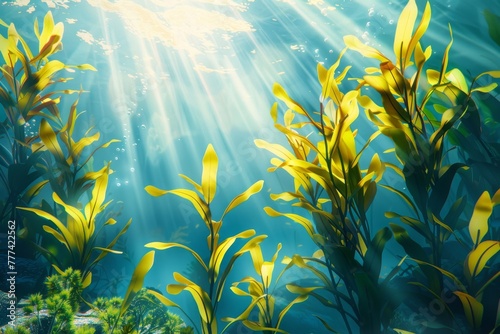KSseaweed with yellow leaves in an underwater environmen