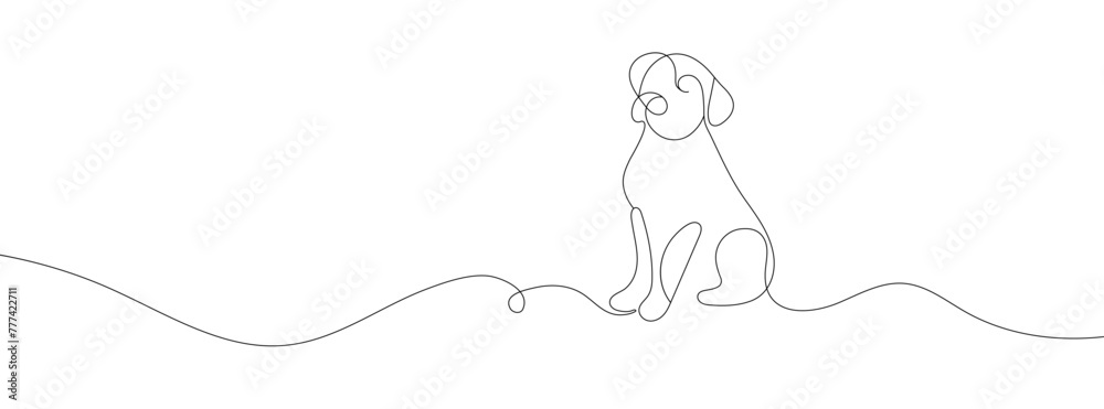 Fototapeta premium The dog is drawn with one line, minimalistic style. Vector, eps 10. Illustration