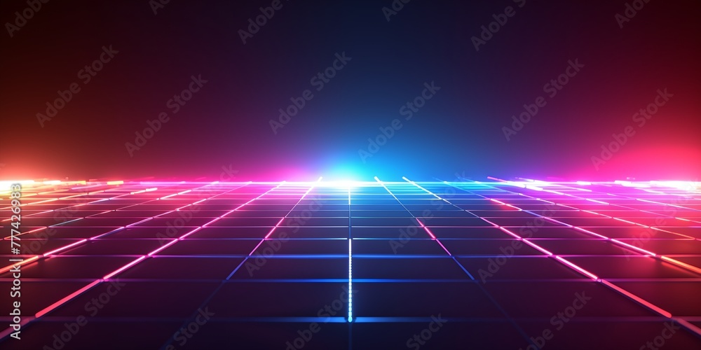A colorful, pixelated background with a bright light shining on it