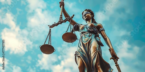 Lady Justice with scales and sword.