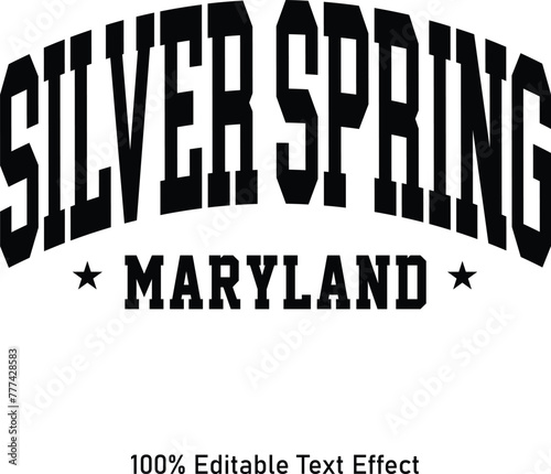 Silver Spring text effect vector. Editable college t-shirt design printable text effect vector photo