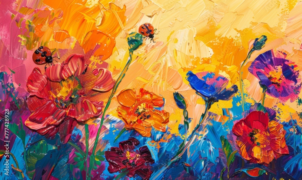 KS vibrant flowers in the sun oil painting colorful detai