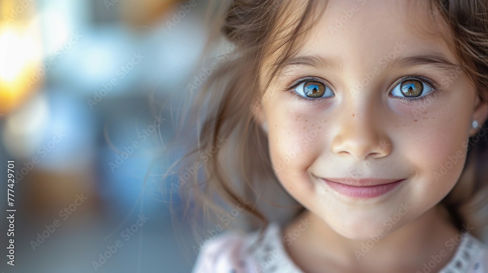 Preschool little girl close up portrait, copy space Preschool little girl close up portrait, copy space