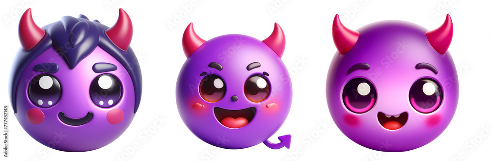 3d cute happy evils emoji icon. Realistic 3d high quality isolated render
