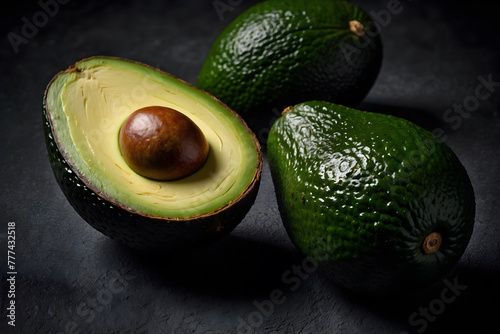 A close up of an avocado with an isolated background photo