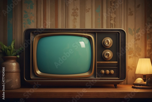 A vintage television in a living room © AungThurein
