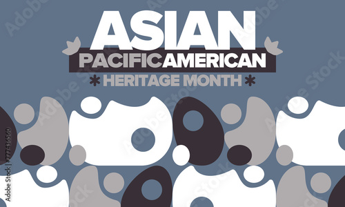 Asian Pacific American Heritage Month in May. Сelebrates the culture, traditions and history of Asian Americans and Pacific Islanders in United States. Vector poster. Illustration with east pattern © Iuliia Pilipeichenko
