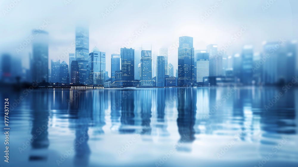 A blurred photograph of an urban skyline, with the focus on reflections in water and glass buildings. A blurred photograph of an urban skyline, with the focus on reflections in water and glass buildings.