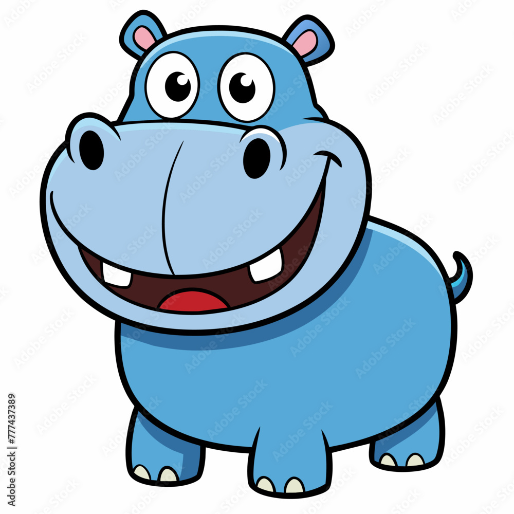 Fototapeta premium Cheerful hippopotamus: smile from ear to ear