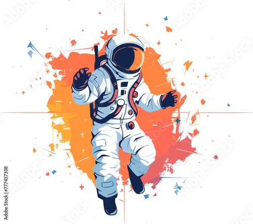 Astronaut in space, abstract colorful background. Flat vector illustration.