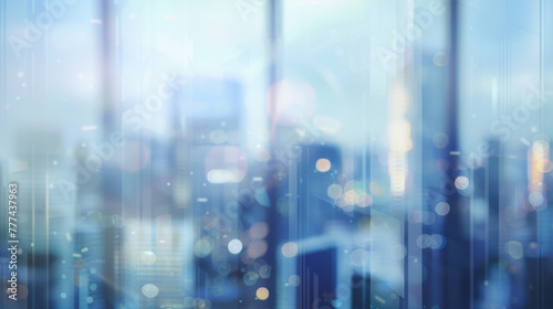 Blurred cityscape background with blurry office building windows. Abstract blurred city skyline view through glass.