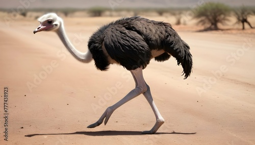 An-Ostrich-With-Its-Legs-Bent-Ready-To-Run- 2