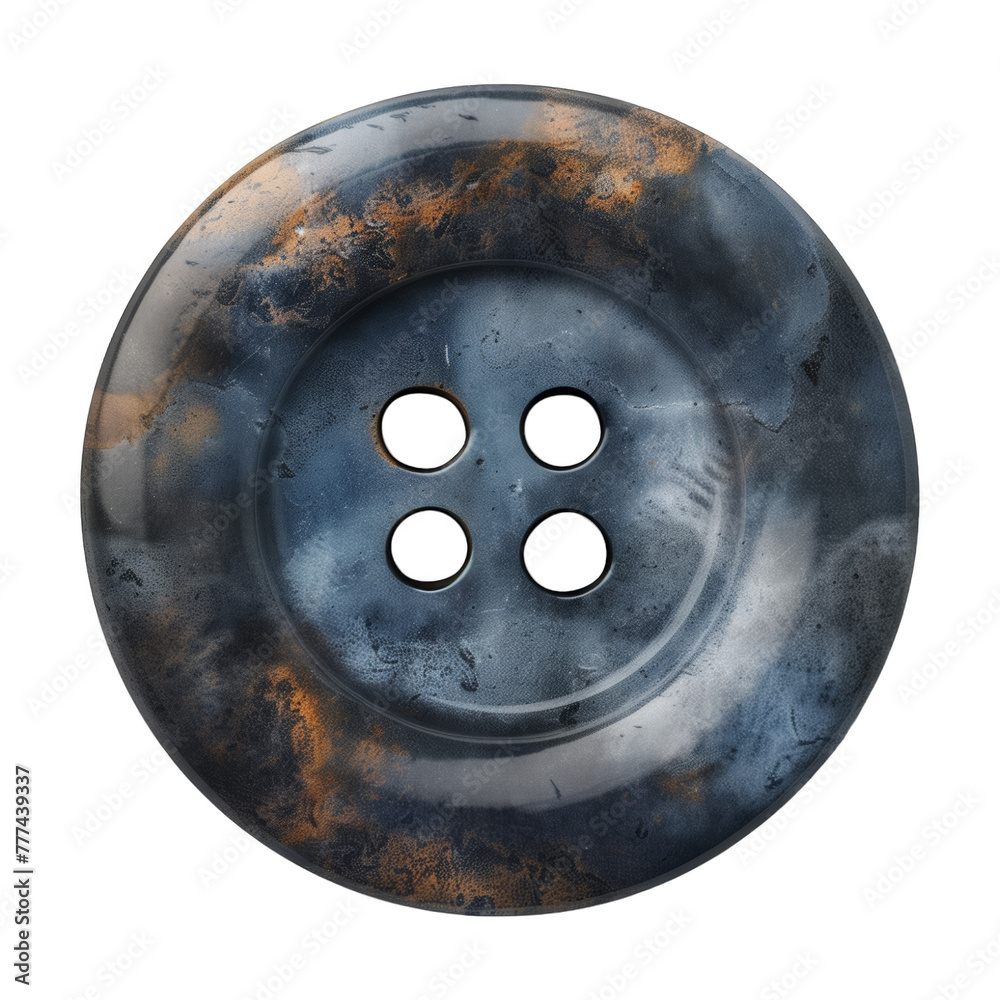 A button with a blue and brown color