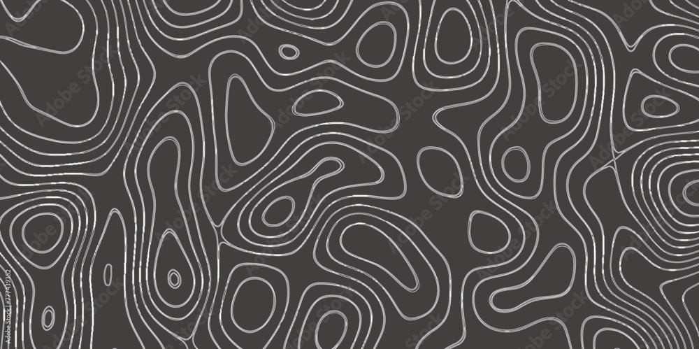Modern Topographic map terrain texture and landscape grid abstract vector background. Contour lines. Dark seamless design, elegant tileable isolines pattern. Blank Detailed topographic patter line map Modern Topographic map terrain texture and landscape grid abstract vector background. Contour lines. Dark seamless design, elegant tileable isolines pattern. Blank Detailed topographic patter line map