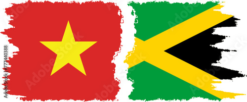 Jamaica and Vietnam grunge flags connection vector