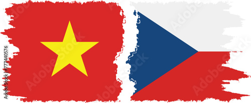 Czech and Vietnam grunge flags connection vector