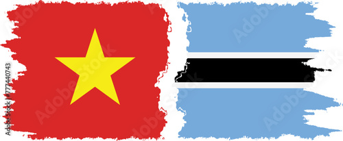 Botswana and Vietnam grunge flags connection vector