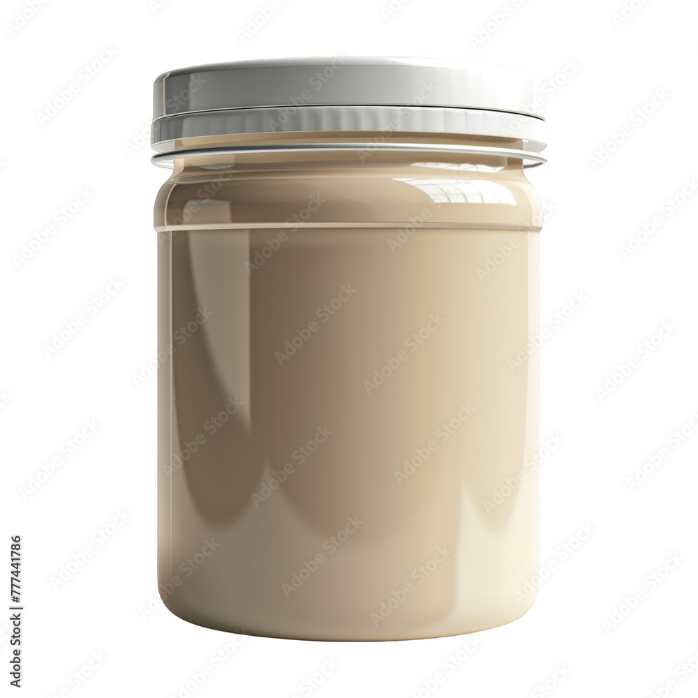 A jar of cream is sitting on a white background A jar of cream is sitting on a white background