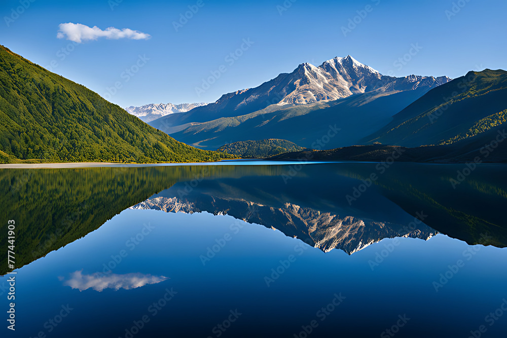 Pristine Mountain Reflection on a Calm Alpine Lake