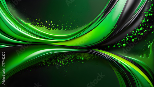 Emerald Swirls: Green Black Watercolor Ripple Background(Generative AI) photo