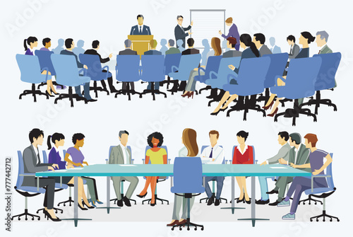 Lehrgang und Fortbildung, Beratung im Team, Geschäftliche Besprechung illustration