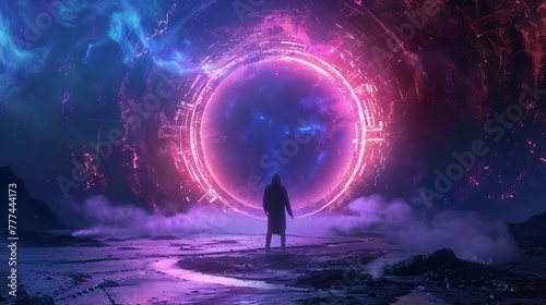 Magic Fantasy Portal with Neon Lights Effect 