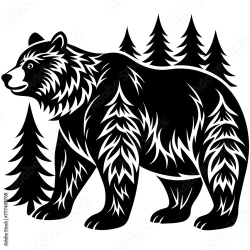 illustration of a bear,bear Silhouette Graphics Vector Illustration,head of a bear Line Art,bear Svg t shirts Design, Laser Cut File Cricut, Paper Cut and Printing, Bear face Svg,lion For Kids Bundle