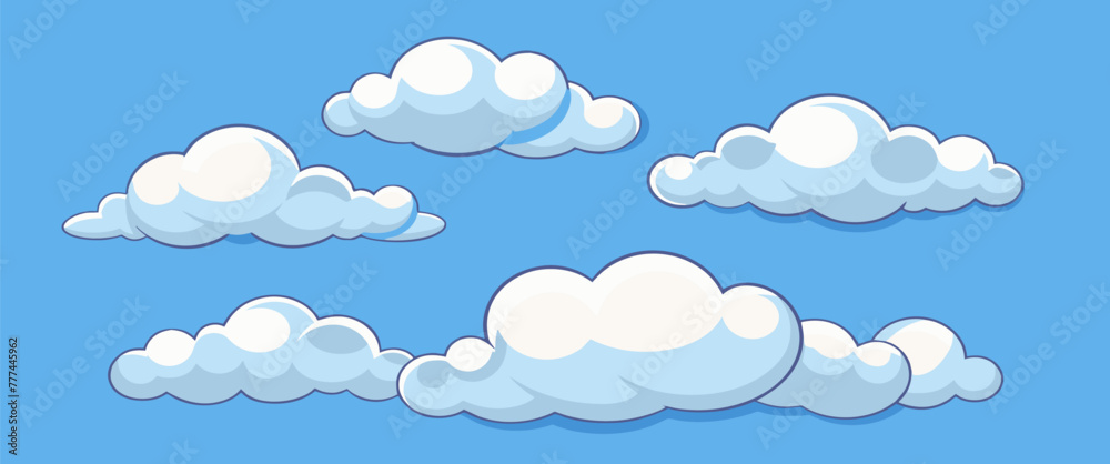 Illustrated set of clouds in vector
