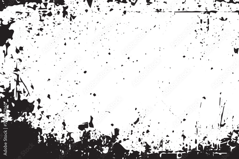 Abstract Monochrome Texture: Grunge Black  White Pattern of Dust, Chips, and Ink Spots on White Background