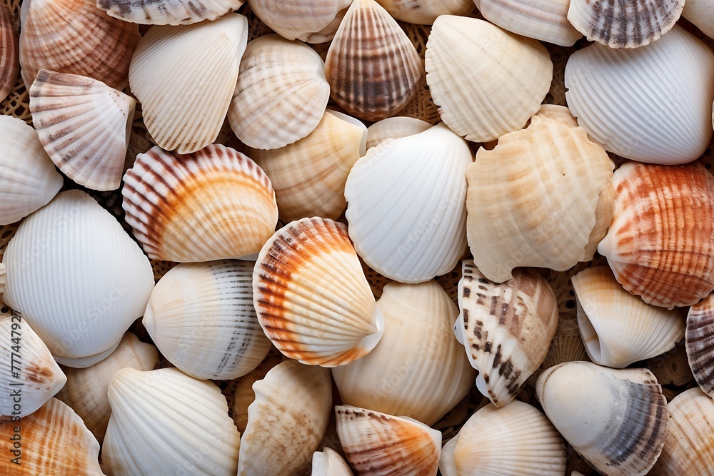 Sea shells background. Seashells texture Sea shells background. Seashells texture