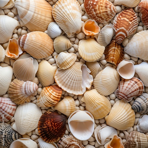 Sea shells background. Seashells texture