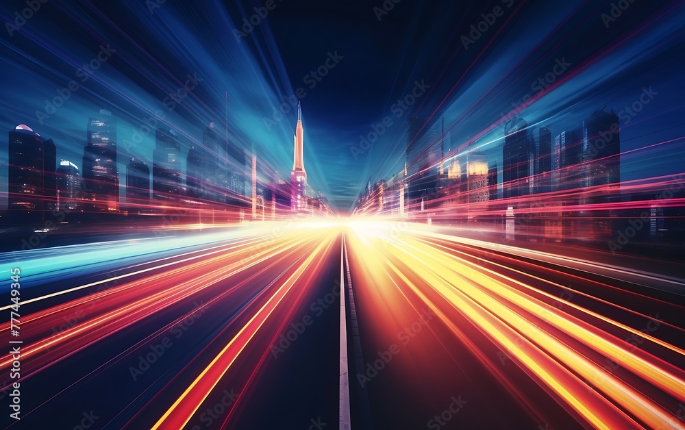 light trails on the modern building background light trails on the modern building background