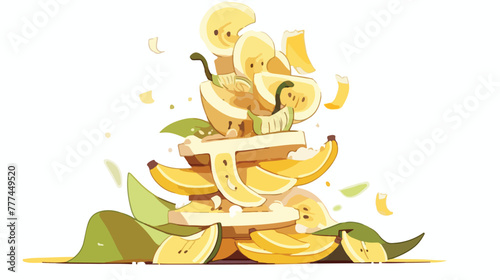Pisang molen or banana wrap food 2d flat cartoon va photo