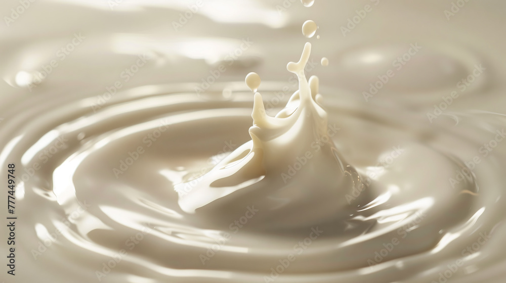 milk yogurt cream paint splash with drops isolated on white, close up milk yogurt cream paint splash with drops isolated on white, close up