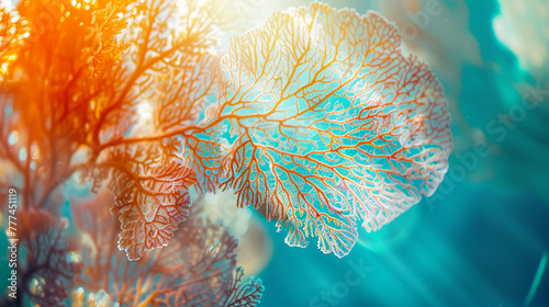  A kaleidoscope of colorful sea fans stands out in the underwater currents, showcasing the vibrant and dynamic life on a coral reef photo