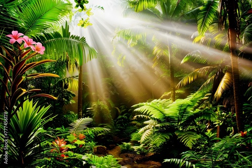 tropical forest in the rain