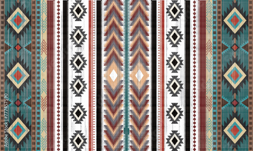 Navajo Native America South Western inspired area rugs ethnic decor style. tribal vector seamless pattern. Indian ornament Boho geometric ornament.folk.orientel. Window .blanket, rug. Woven carpet.