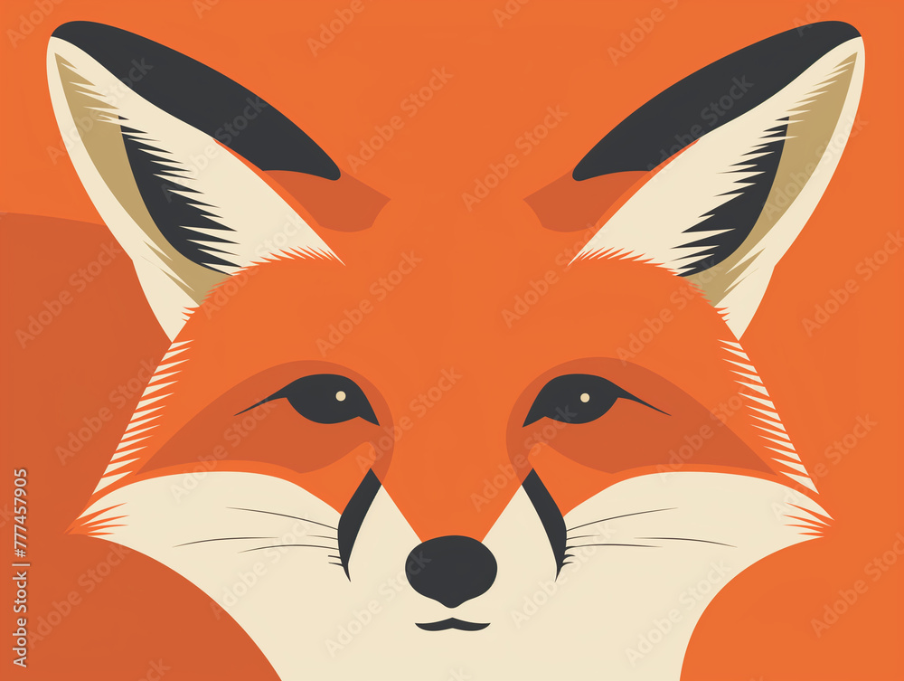 Obraz premium A Minimal Graphic Cartoon of a Fox's Face Close Up