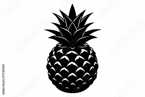 Pineapple black silhouette vector design.