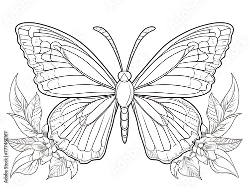 butterfly coloring page outline illustration