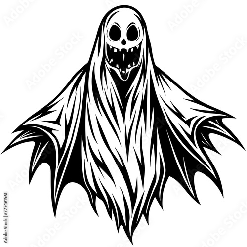 black and cartoon illustration of owl,Set of cloth Ghosts,Flying Phantoms,Halloween scary ghostly monsters,Cute cartoon spooky characters,Holiday Silhouette,Hand drawn trendy Vector illustration,svg