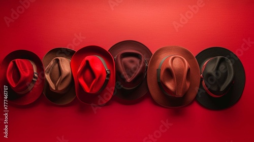 Hats isolated on red