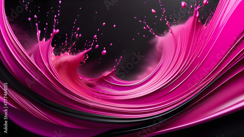 Rosy Ripples: Pink Black Watercolor Ripple Background(Generative AI) photo