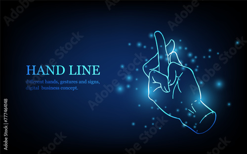 Human hand line, different hands, gestures and signs, digital business concept, futuristic digital innovation background vector illustration.