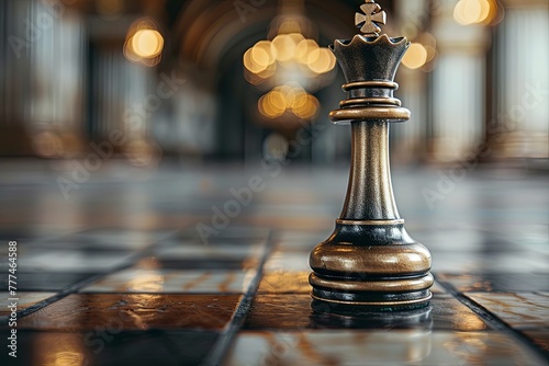 chess game abstract idea A king bravely leading the charge, inspiring resilience and leadership in the face of adversity